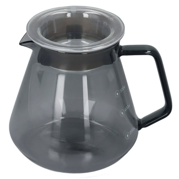 Verdant Touch Cafétière à main grise galvanisée en verre borosilicate pour la maison, la cuisine, 500 ml