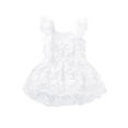 thumbnail image 2 of Baby Girls Summer Romper, Plain Floral Lace Embroidery Skirt Layered Adjustable Straps One-Piece, Snap Triangle-Bottom Jumpsuit, 2 of 9