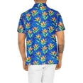 thumbnail image 2 of LA LEELA Men's Hawaiian Shirt Tropical Floral Short Sleeve Casual Button Down Beach Shirts for Men L Crane Plant Leaf, Blue, 2 of 5