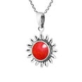 thumbnail image 4 of Vibrant Sunflower Red Coral Inlay .925 Sterling Silver Necklace, 4 of 6