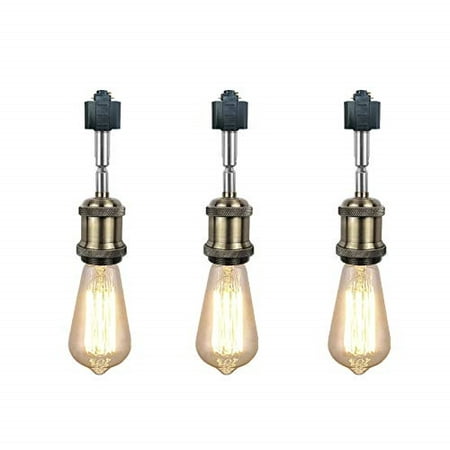 

FSLiving 3-Pack Retro Vintage Style Adjustable Titl Angle H-Type Track Head Lighting Bronze E26 Base Track Light Fixture for Gallery Loft Aisle Living Room Kitchen Bulb and Track Not Included