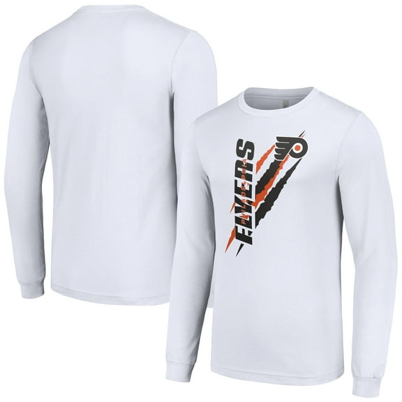 Men's Starter White Philadelphia Flyers Color Scratch Long-Sleeve T-Shirt