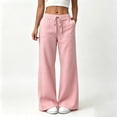 thumbnail image 2 of TEAJOPSUU Women's Linen Wide Leg Pants Loose Breathable Drawstring Elastic Low Waisted Long Palazzo Pants Trousers with Pockets Pink, 2 of 7