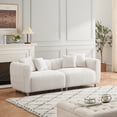 thumbnail image 3 of Miekor Furniture 89 inch Sofa for Living Room, Fashion Sofa with Metal Legs, 3 Seater Sofa, Solid Wood Frame Couch with 4Pillows, for Apartment Office Living Room - White MK8289, 3 of 7
