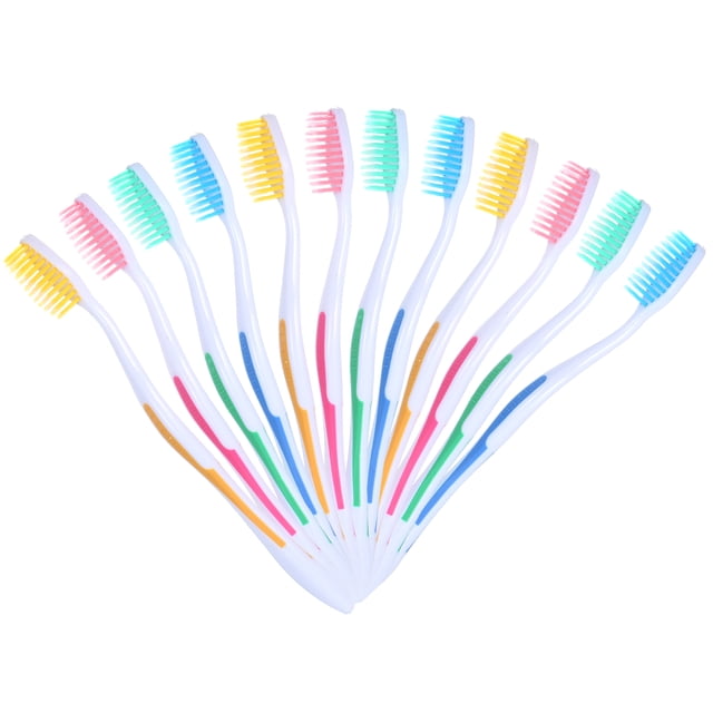 Cepillo dental de cerdas suaves ultra finas para limpieza bucal (colores aleatorios: azul, rojo, verde, amarillo) – Paquete de 12 unidades