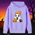 thumbnail image 2 of Likimi Toddler Kids Girls Halloween Hoodies Hallowmas Ghost Print Hooded Sweatshirt For Girls Long Sleeve Loose Fit Casual Pullover Size 13-14 Years, 2 of 3