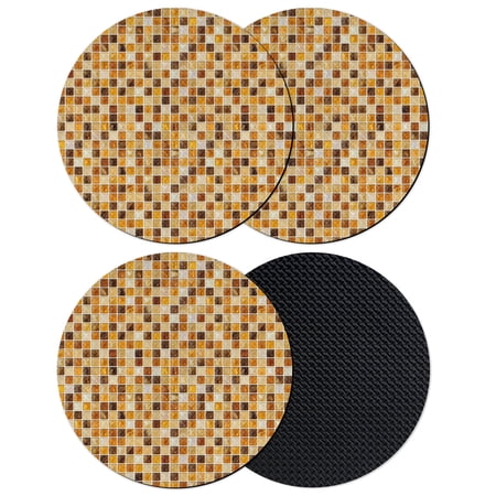 Abstract Geometric Coasters Set of 4 Absorbent Coasters for Drinks Vintage Minimalist Grid Gingham Brown Coaster for Desk Coffee Table Protection Home Decor House Warming Gifts 4