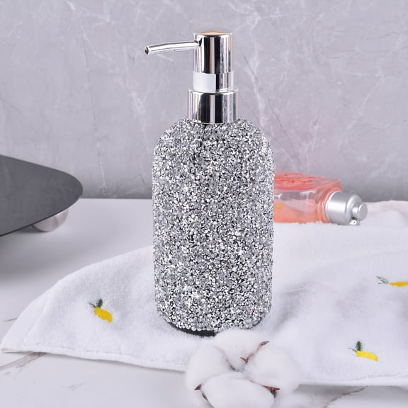 Elegant 500ml Refillable Sparkling Diamond-Encrusted Soap Dispenser - Press-Type Bottle for Shampoo, Body Wash & Lotion - Bathroom Accessory