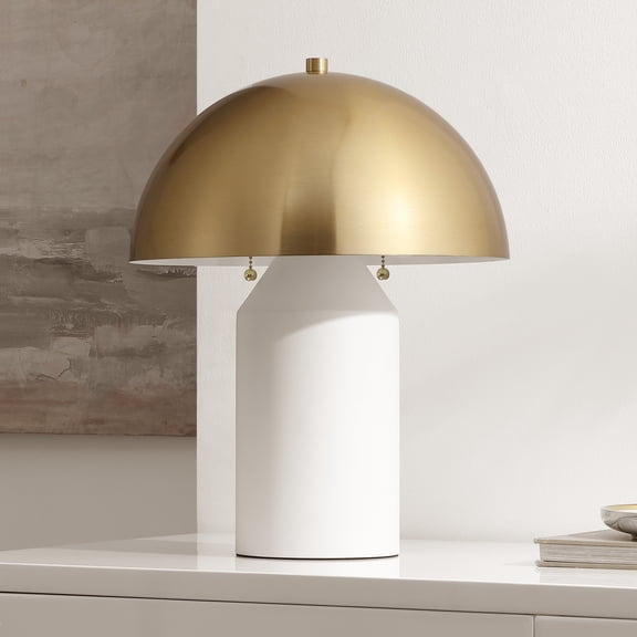 Safavieh Jove 18" Modern White Metal Table Lamp with Gold Shade