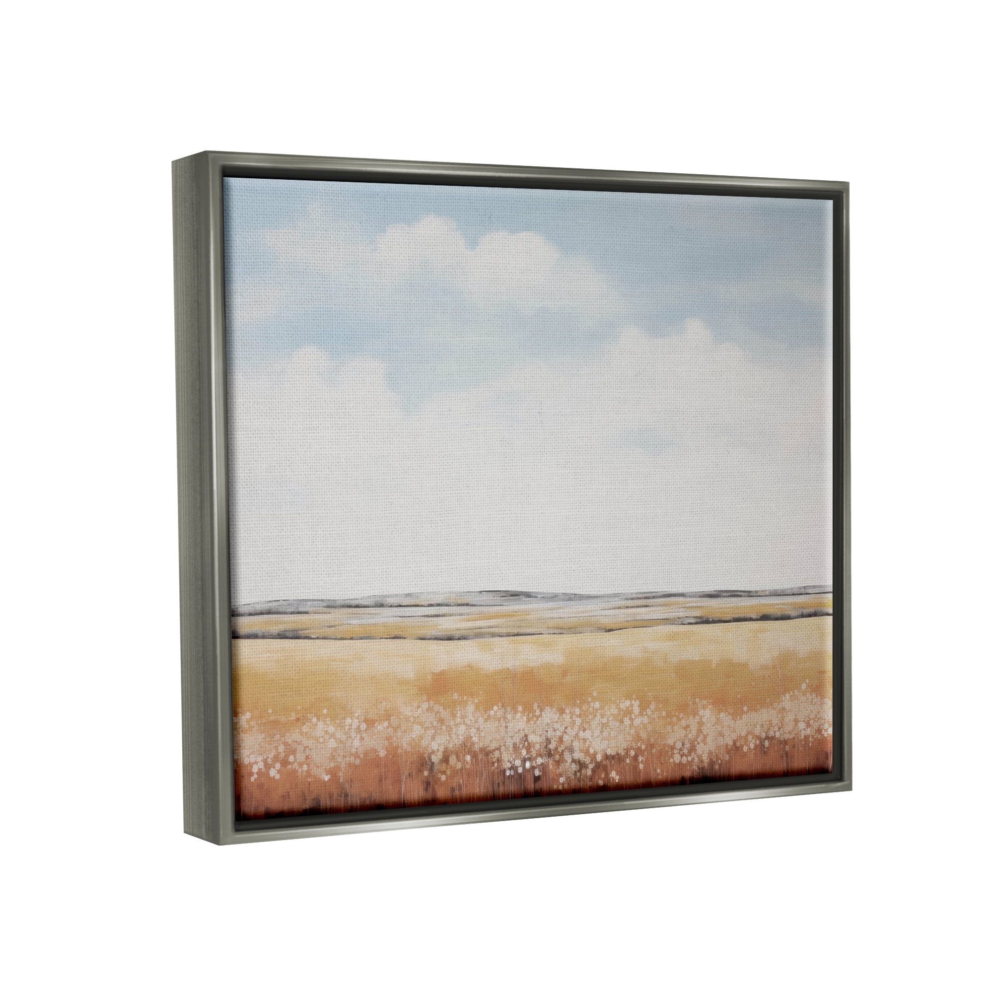 Stupell Industries Abstract Countryside View Landscape Painting Gray Floater Framed Canvas Art Print Wall Art, 31 x 25