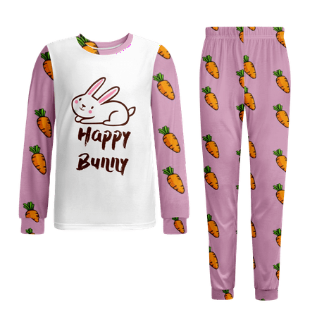 

Easter Pajamas-Girl s Cute Cartoon Print Top And Longs Pajamas Set Easterr Bunny Egg Carrot Kawaii Pajamas Size 160