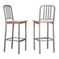 thumbnail image 1 of Linon Badden Commercial Grade Wood Seat Steel Frame Barstools Set of 2 in Silver, 1 of 19