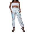 thumbnail image 1 of Pantalons de Jogging Réfléchissants Taille Haute Métalliques Extensibles pour Femmes, 1 of 6