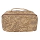 thumbnail image 2 of Makeup Bag Khaki PU Leather Large Capacity Floral Embossed Portable Zipper Up Toiletry Bag with Handle, 2 of 5