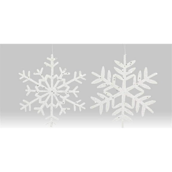 10" Glitter Snowflake Ornament: White (Asst 2)