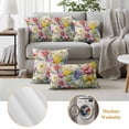 thumbnail image 6 of Spring Flowers Pillow Covers 2 Pack Vintage Watercolor Pink White Blue Purple Floral Leaf Pillowcase Waterproof Outdoor Throw Pillow Cover for Patio Balcony Rectangular Cushion 20”x12”, 6 of 9