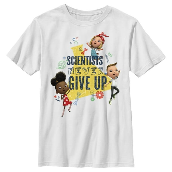 Boy's Ada Twist, Scientist Never Give Up Graphic Tee White X Large