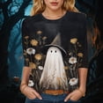 thumbnail image 2 of Godom Halloween Shirts Women Ghost Graphic Tees 3/4 Sleeve Fall Pumpkin T-Shirt Tops, 2 of 4