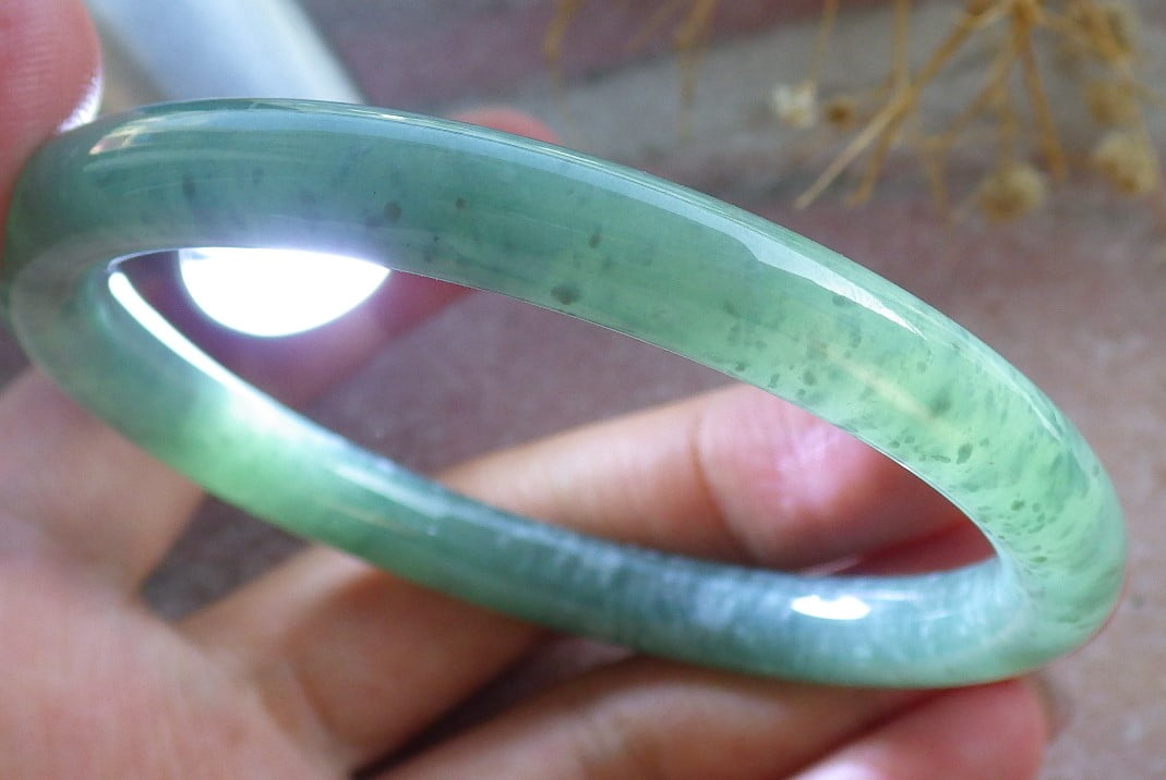 Icy Green Natural A JADE Jadeite Circle Bangle Bracelet 58 mm 683896 TN