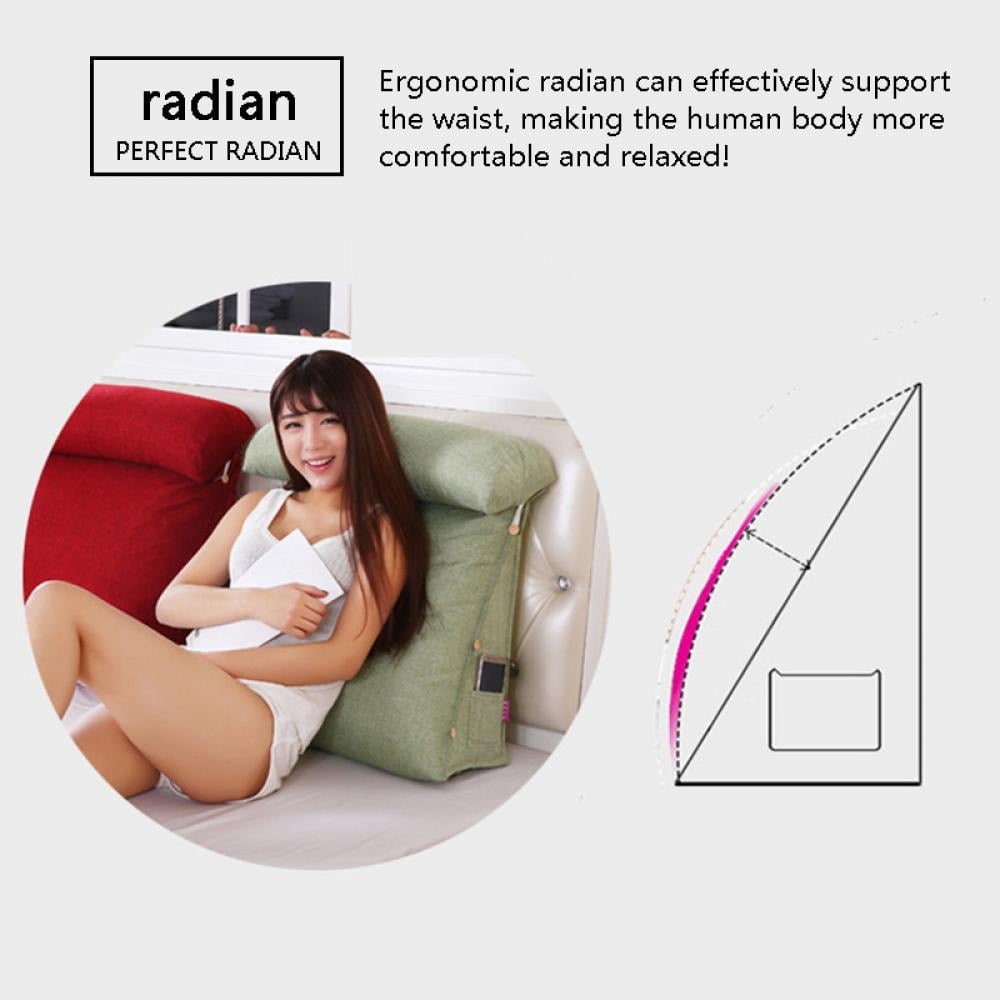 Reading Pillow Bed Wedge Backrest Lounge Cushion with Pockets | Back Support for Sitting Up in Bed,Size M Gray