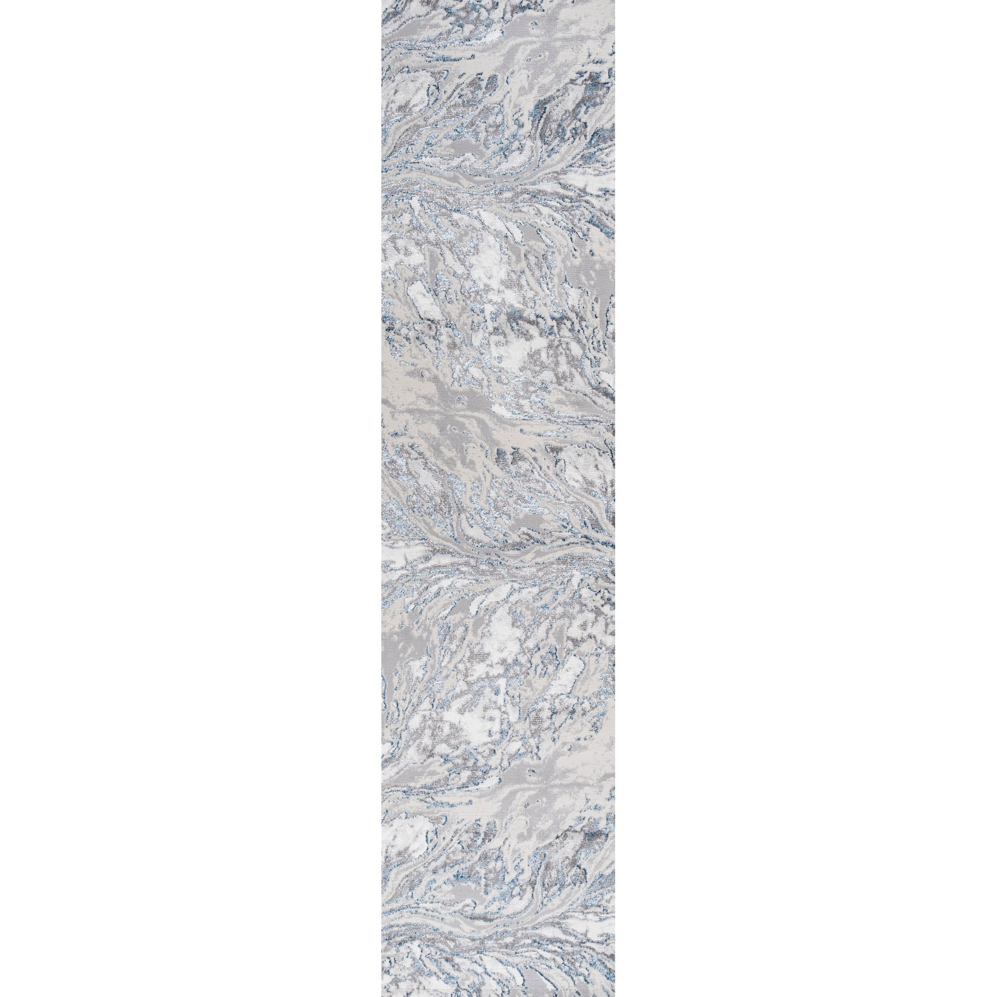 JONATHAN Y SILK ORCHID 2 x 10 Runner Rug, Swirl Marbled Abstract - Gray/Blue, SOR203B-210