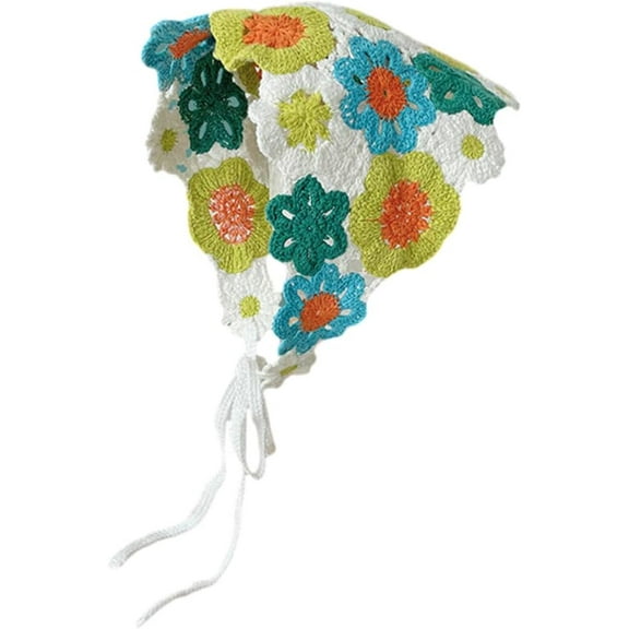 CoCoMangos Crochet Floral Headbands for Women Bandana Head Kerchief Knitted Hair Scarf Mesh Hair Scarves for Women Girls Summer