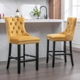 thumbnail image 2 of Widened Counter Height Bar Stools Set of 4, Yellow Wood Bar Stools for Kitchen Island, Modern Barstools with Backs, Sillas para Barra de Cocina, Velvet Counter Height Chairs (Gold, 4Pcs), 2 of 4