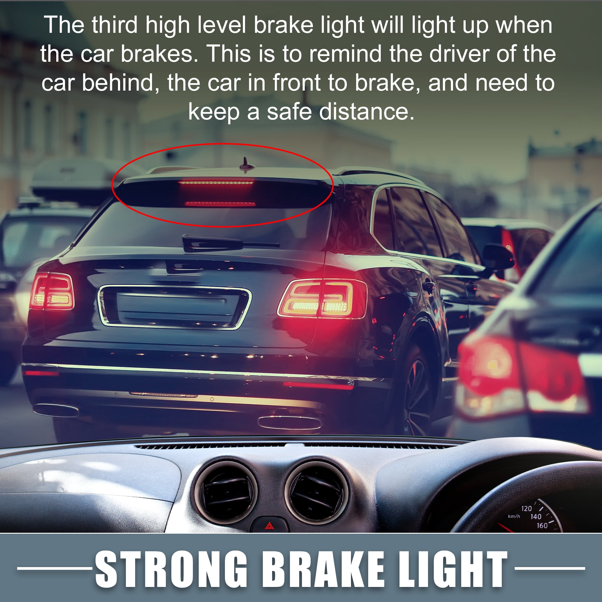 Unique Bargains LED Third Brake Stop Light for Ford Escape 2008-2012 Chrome Tone