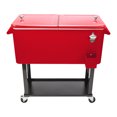 thumbnail image 6 of 80 Quart Rolling Ice Chest on Wheels, Portable Drink Cooler Cart with Bottom Shelf & Bottle Opener, Outdoor Beverage Pool for for Patio Party BBQ Beach, Red, 6 of 8