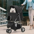 thumbnail image 3 of ZOPan  3-Wheel Pet Stroller, Foldable Travel Jogger for Small & Medium Dogs & Cats (Up to 33lbs), Lightweight Carrier with Breathable Mesh Cover, Cup Holder & Storage Basket, Black, 3 of 11