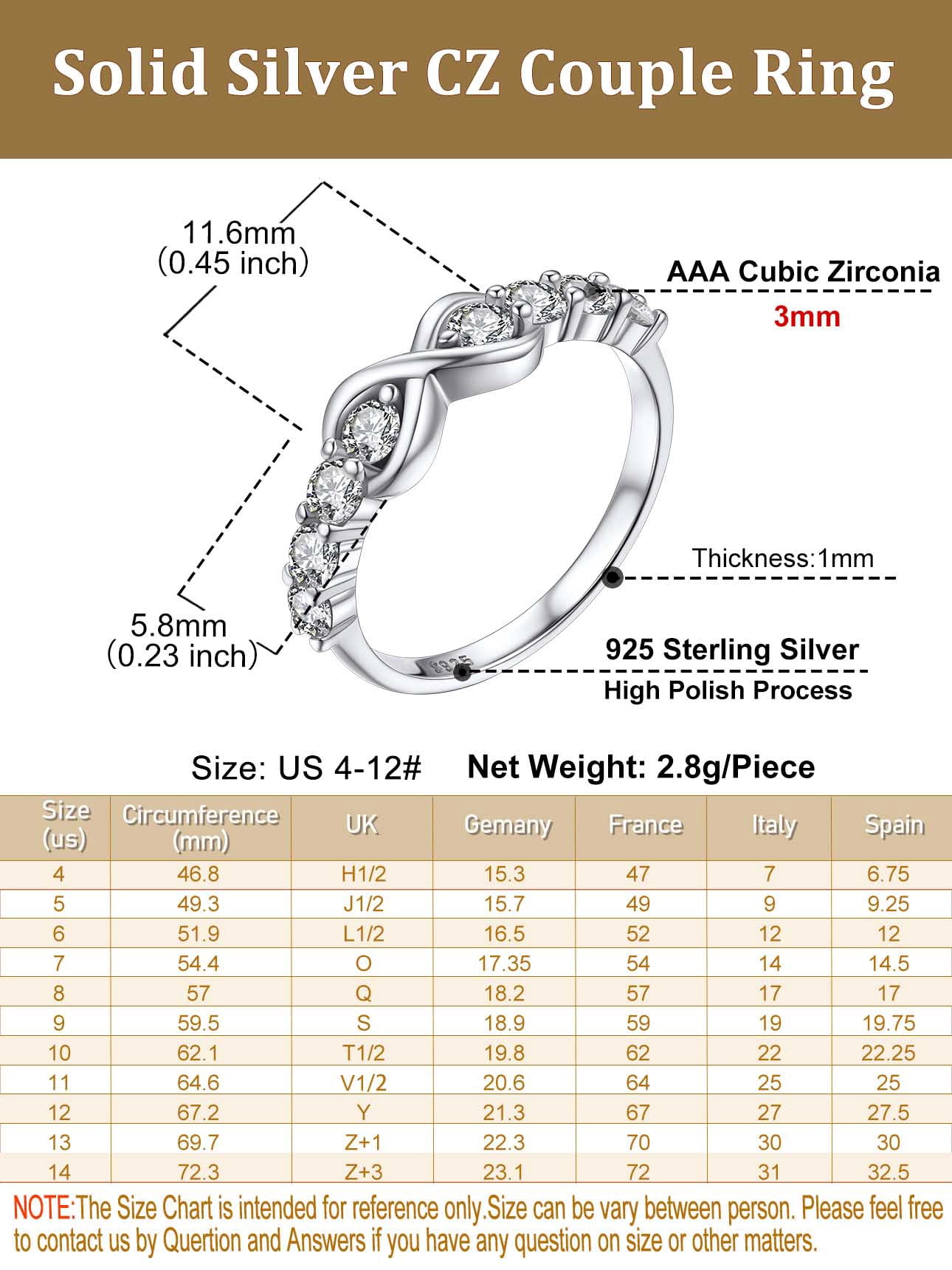 Bestyle Created Diamond Engagement Rings for Women Pure 925 Sterling Silver Infinity Promise Wedding Band Birthday Anniversary Graduation Gifts Size 4-12
