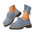 thumbnail image 3 of YLYL Women's Suede Penny Loafers Lace up Chunky Heel Lug Sole Slip on Casual Office Business Dress Shoes, 3 of 9