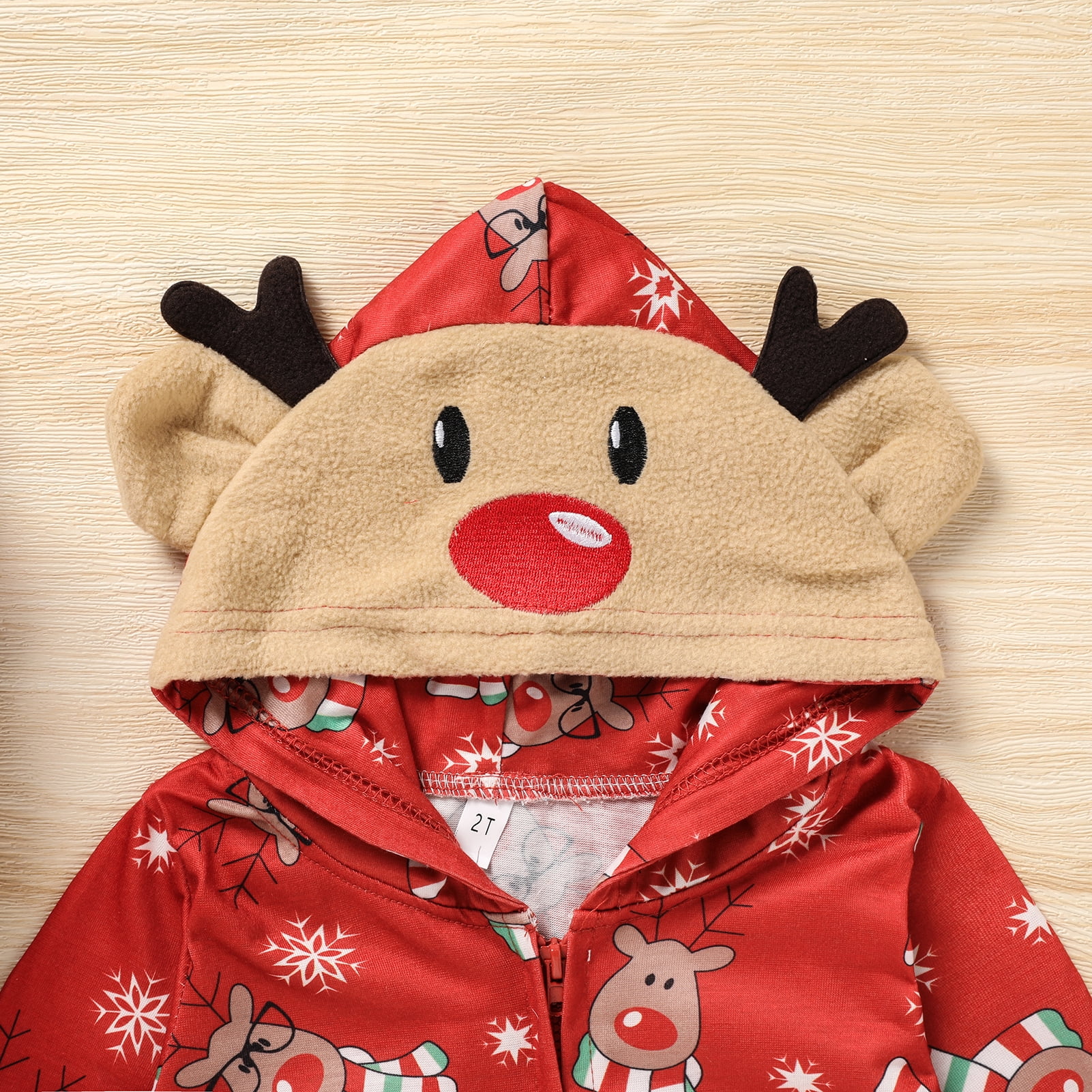 Viworld Christmas Family Matching Hoodie Pajamas Reindeer Romper Long Sleeve One Piece Jumpsuit Zipper Pjs for Adult Kids Baby