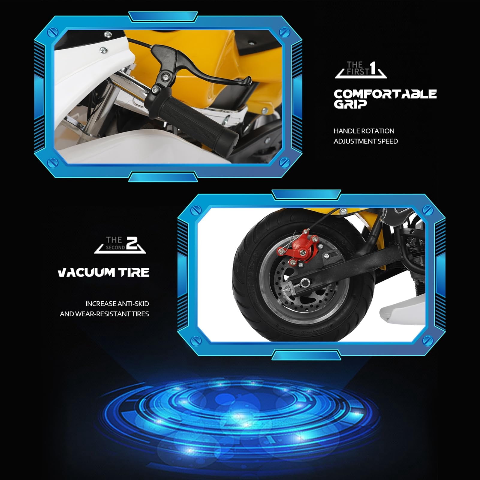 Xinwanna 49cc 2-Stroke Pocket Bike,Mini Gas Motorbike,Off Road Trail Bike Dual Headlights Rubber Handlebar 1.25L Gas Tank Motorcycle Strong Power 170 lbs Mini Bike Motorcycle