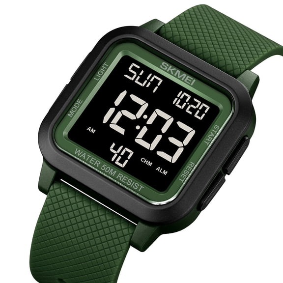 Loespoir Waterproof Watch, Watch with Steel Bracelet for Men Women, Sports Watch, Daily Wear, Swimming, Diving, Sturdy Timepiece, Analog Digital Display(E)
