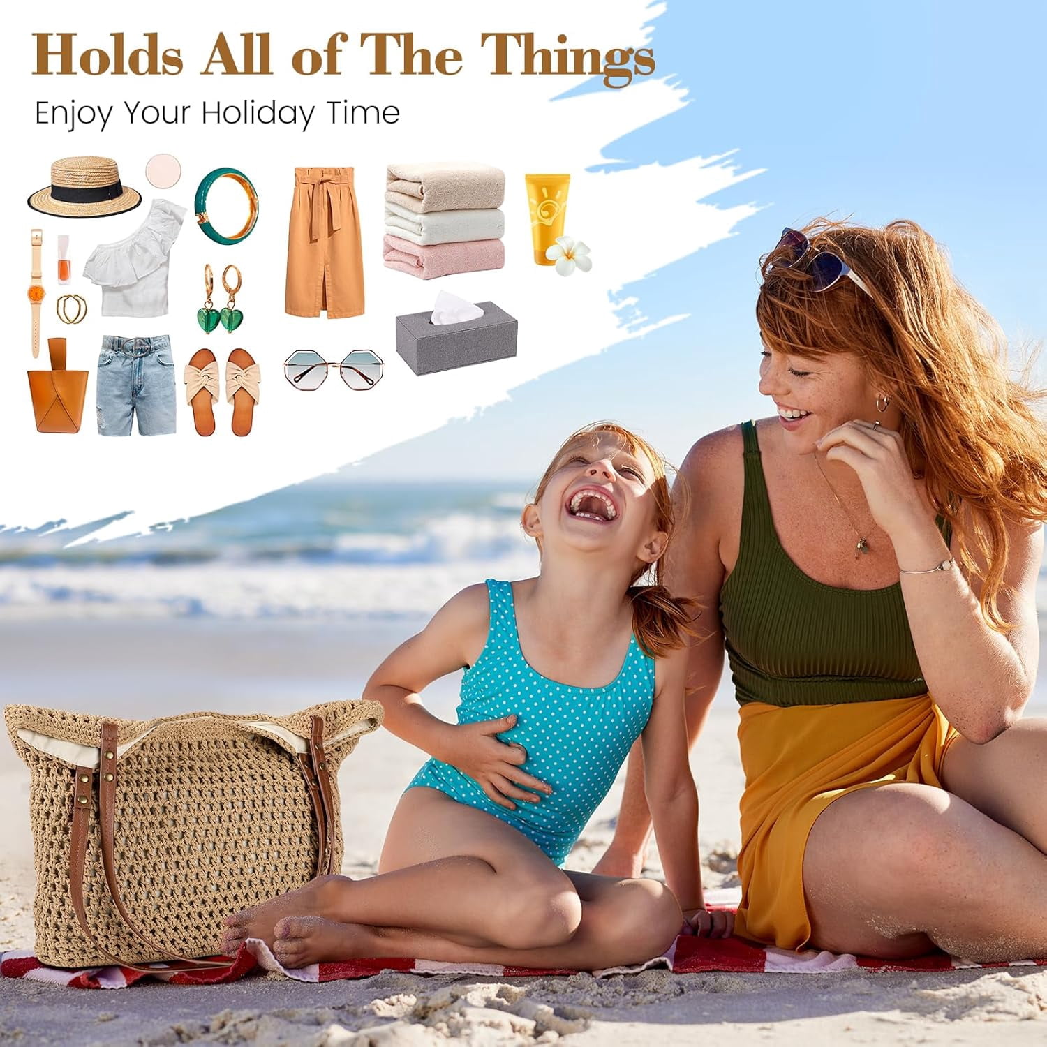 YEKEYI Crochet Beach Bags for Women, Soft Summer Tote Bag, Woven Purses Shoulder Bag for Daily & Vacation