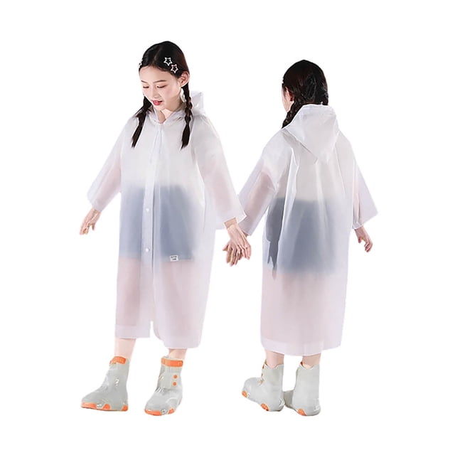 GPOECD Imperméable Réutilisable pour Enfants, Poncho de Pluie Épais Portable, Ponchos de Pluie pour Enfants, Imperméable pour Âges 4-9 Ans 01_White, Taille Unique