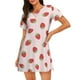 thumbnail image 1 of Fotbe Strawberry Bata de Dormir para Mujer con Estampado, Camisón de Algodón de Manga Corta, Ropa de Dormir Casual, 1 of 6
