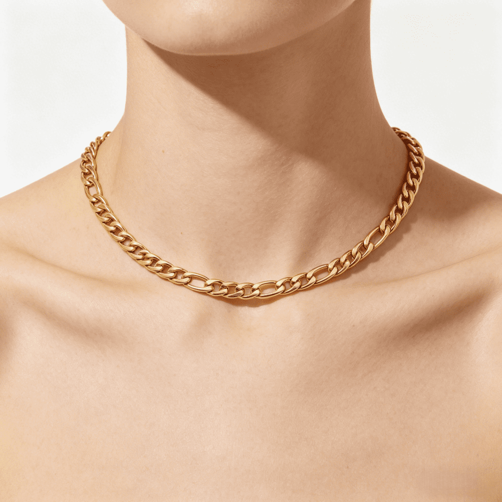 Real 10k Gold Necklace, Real Solid 10k Yellow Gold  Chain, 8mm and 16"