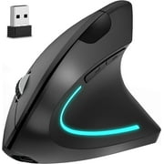 Delton S12 Ergonomic Vertical Mouse, 2.4GHz Wireless Mouse with 3-Level DPI, Rechargeable Computer Mouse for PC, Laptop, Windows, Linux - Black