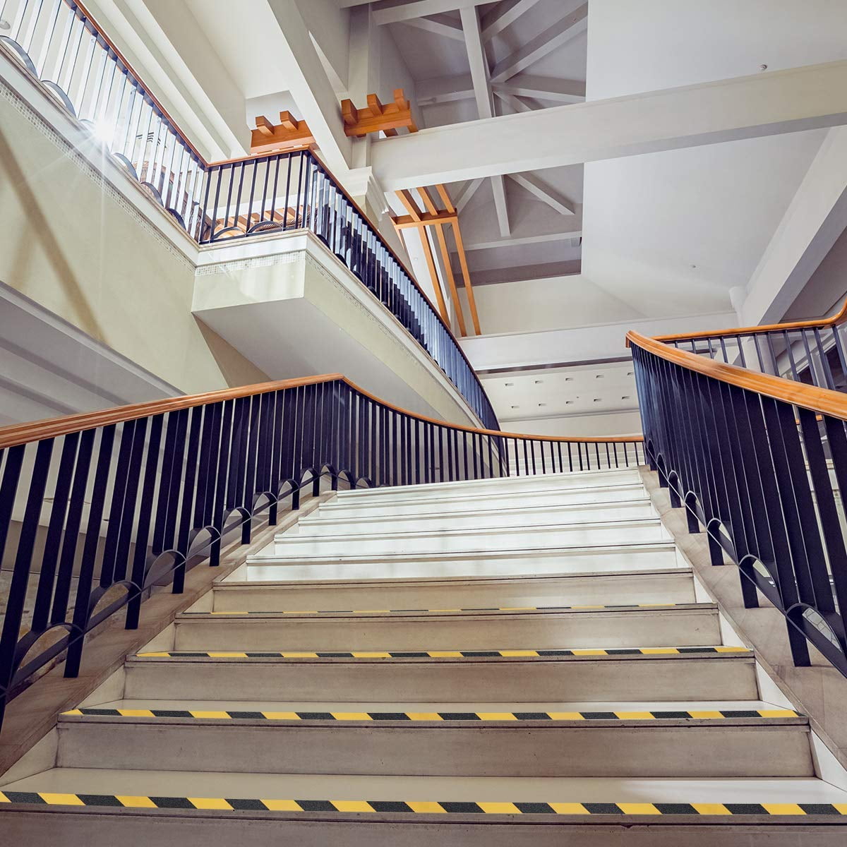 Anti Slip Safety Grip Tape 1.98In X 50Ft High Traction Grit Yellow Black Marking Self Adhesive Hazard Caution Tape For Stairs Steps Deck