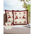 thumbnail image 6 of Pack of 2 Outdoor Pillow Covers, Christmas Reindeer Snowflake Red Plaid Waterproof Square Throw Pillowcase Cushion Decorative Pillow Covers for Couch Patio Tent, 26x26 in, 6 of 6