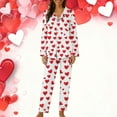 thumbnail image 2 of FDGIU Women Cute Heart Print Pajamas - 2 Piece Set Long Sleeve Sleepwear Button Down, 2 of 6
