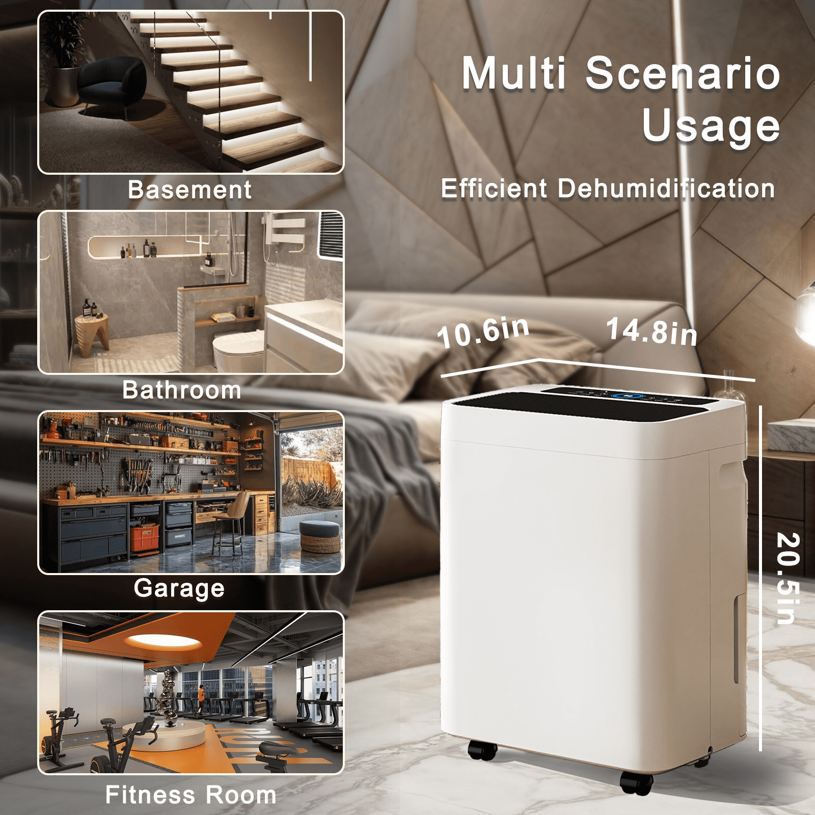 Rocyis 50-Pint Dehumidifier with Drain Hose, Max 3500 Sq. Ft. Dehumidifiers for Home Basement & Large Room, 3L Water Tank, Auto Defrost& Drain, 24H Timer