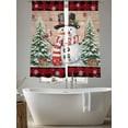 thumbnail image 5 of Christmas Snowman Sheer Curtains 72 inches Long, Christmas Tree Snowflakes Red Plaid Wood Texture Light Filtering Sheer Window Curtains Rod Pocket Voile Drapes for Bedroom Living Room, 52"Wx72"L, 5 of 7