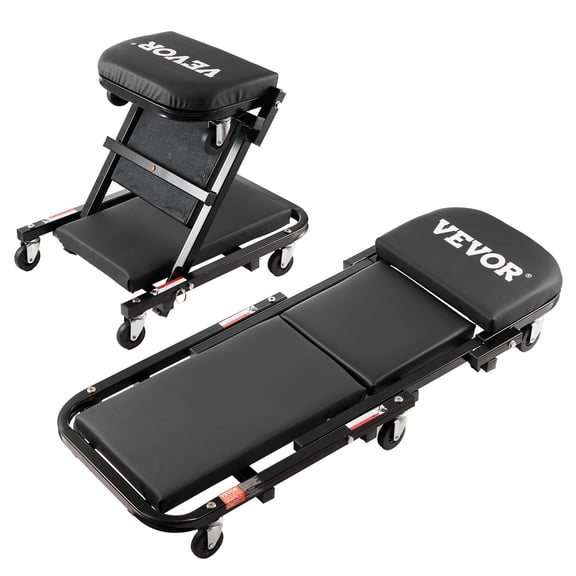 VEVOR Foldable Z Garage Creeper, 40 in, 450 lbs Load Capacity Rolling Folding Mechanic Creeper Stool, with 6 Universal Wheels Padded Seat Steel Frame, Lay Down or Sit Chair for Garage Shop or Home