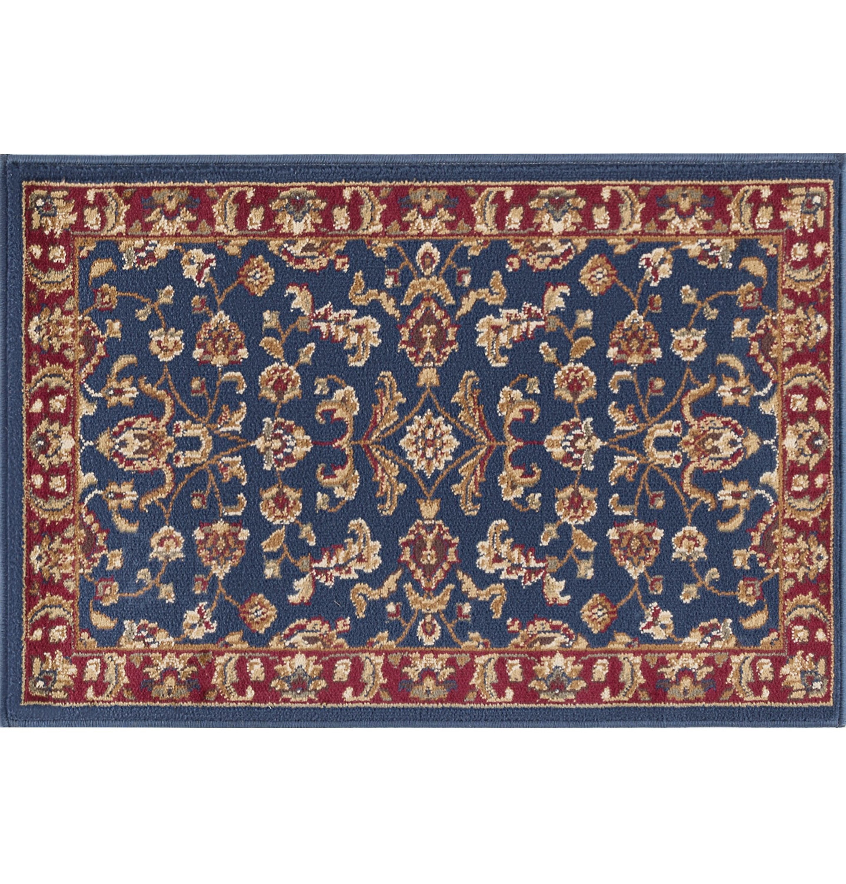 Sensation Transitional 2' x 3' Navy and Beige Polypropylene Indoor Area Rug