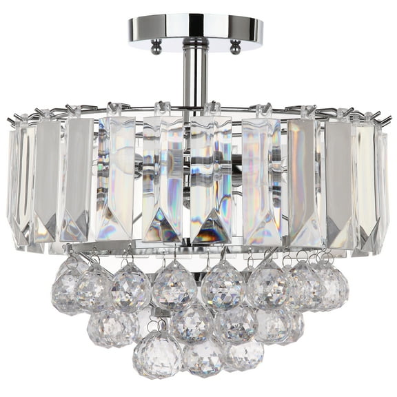 Safavieh Vaxel 3-Light 13.5 in. Dia. Flush Ceiling Mount, Chrome/Clear