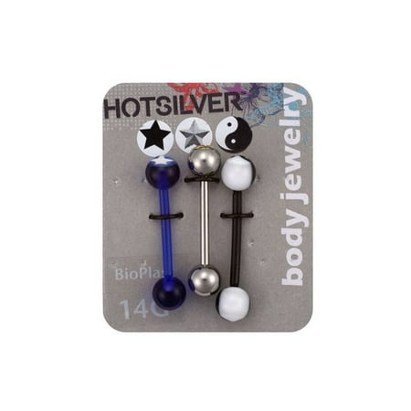 14-Gauge Picture Bead Tongue Barbell Value Pack