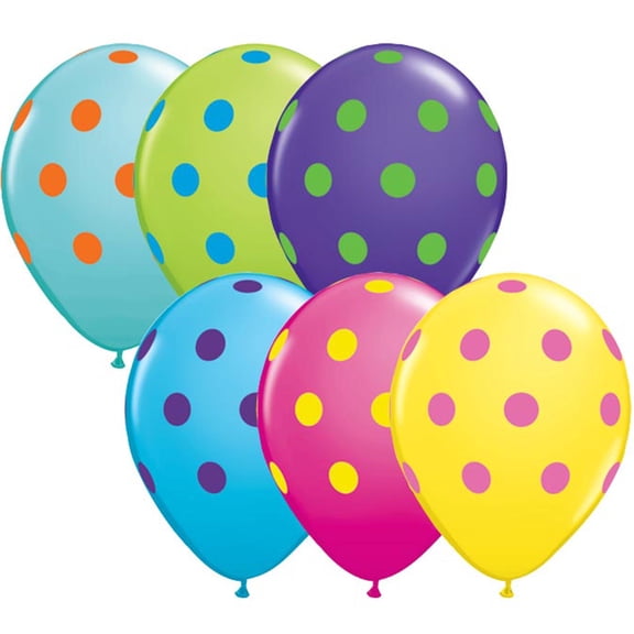 12 Qualatex Polka Dot Balloon Colorful Assortment Colors 11"